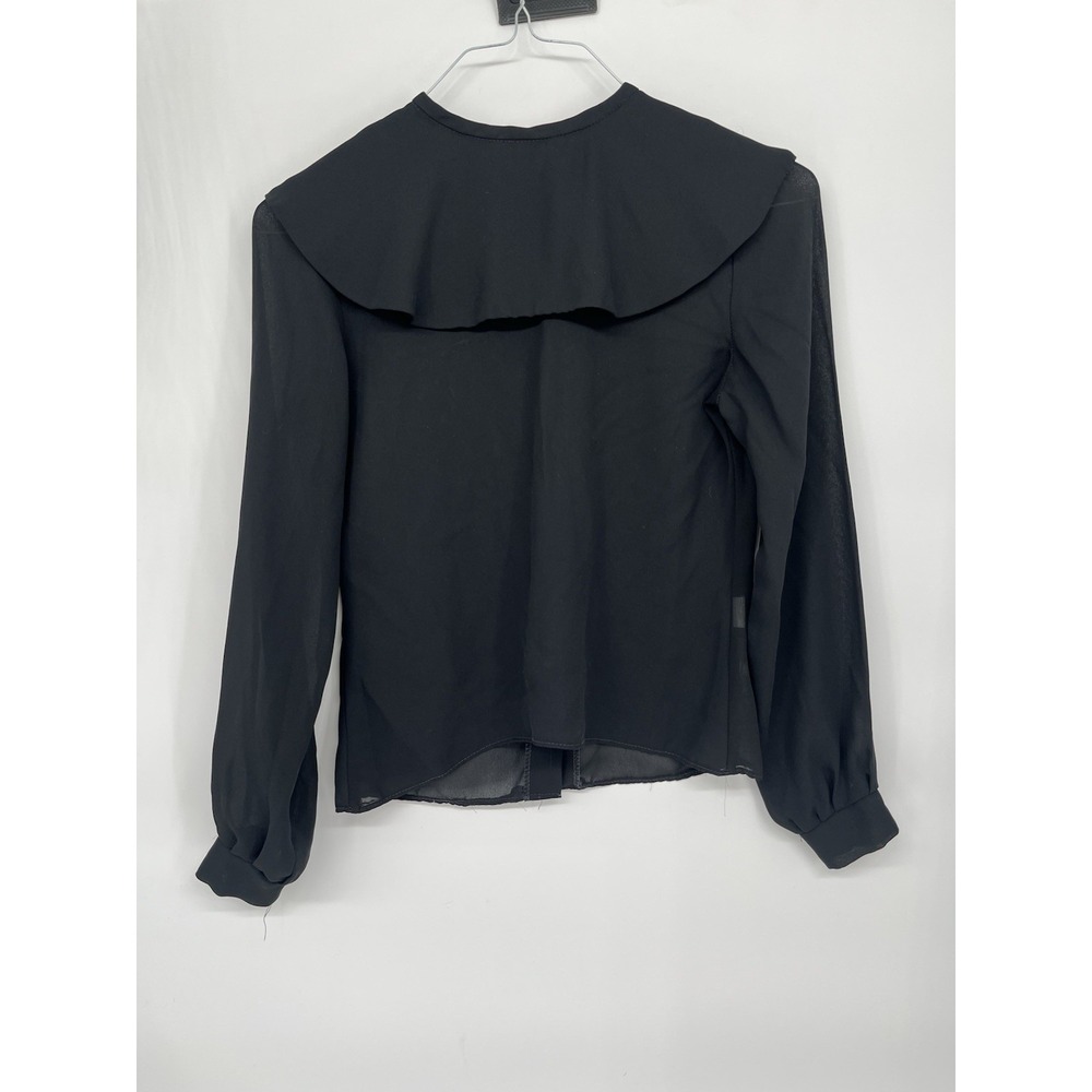 Stitchies Brand Sheer Black Long Sleeve Oversized Flutter Collar No Size